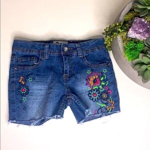 SO Neon Embroidered Denim Raw Hem Short Star Floral girl 10